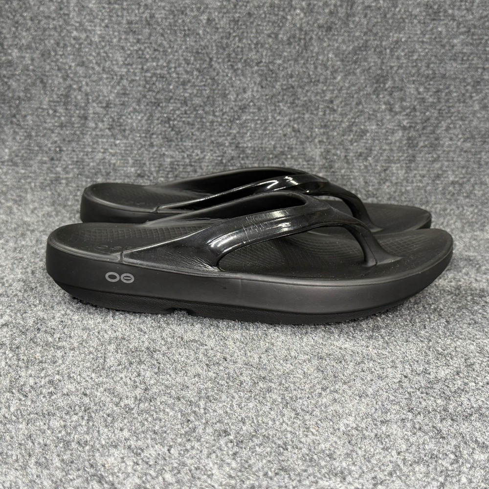 Oofos OOlala Sandals Womens 10 Black Athletic Recovery Running Thong Flip Flops